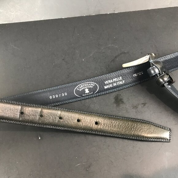 Men's L'Artigiano Sorrentino Italy Black Leather Belt - Picture 3 of 4